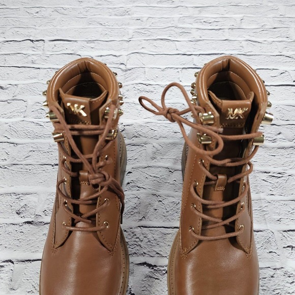MICHAEL KORS Turner Astor Stud Brown Leather Boots WOMENS SIZE 8.5 - Picture 4 of 11